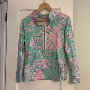 Lilly Pulitzer Popover Sweatshirt Minty Fresh Fansea XS green blue pink purple
